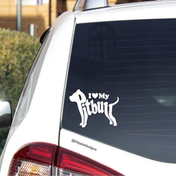 I Love My Pit Bull Vinyl Decal - Picture 1 of 5